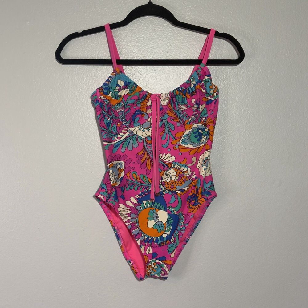 Kate Spade Womens One Piece Swim Suit Bright Radiant Pink Paisley XSmall
